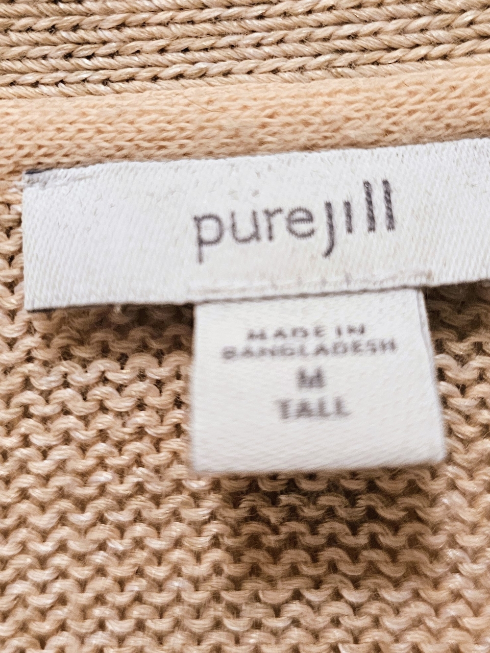 J.Jill Pure Jill M Tall Blush Beige Coastal Cardigan Cotton Relaxed Sweater - Picture 5 of 6